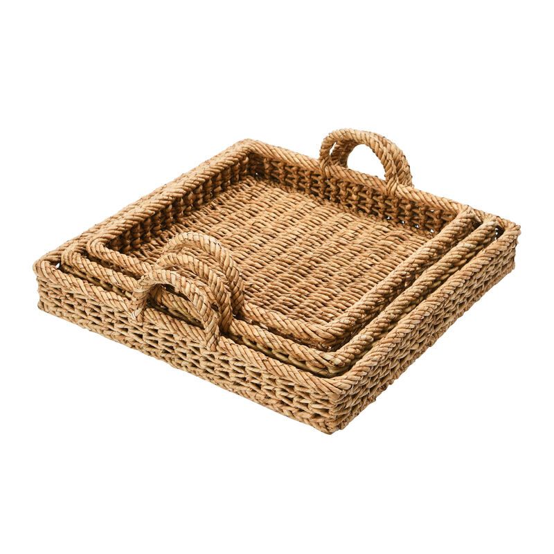 Decorative Water Hyacinth Tray, Set of 3 image number 2