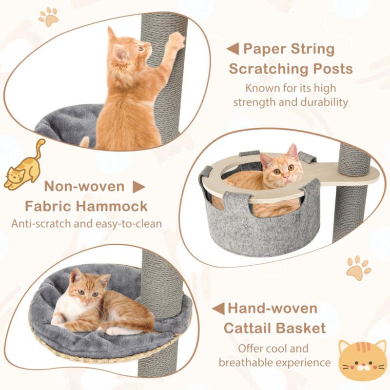 Hivvago 6-tier Floor-to-Ceiling Cat Tree 100-110 Inches Adjustable Height