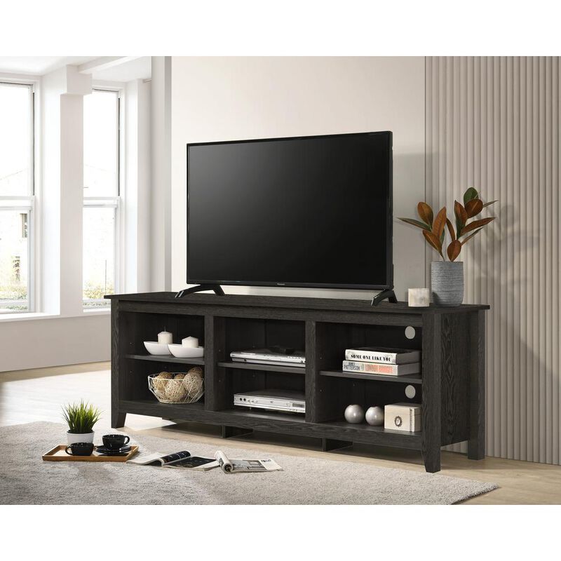 70"W TV Stand with Open Shelves and Cable Management