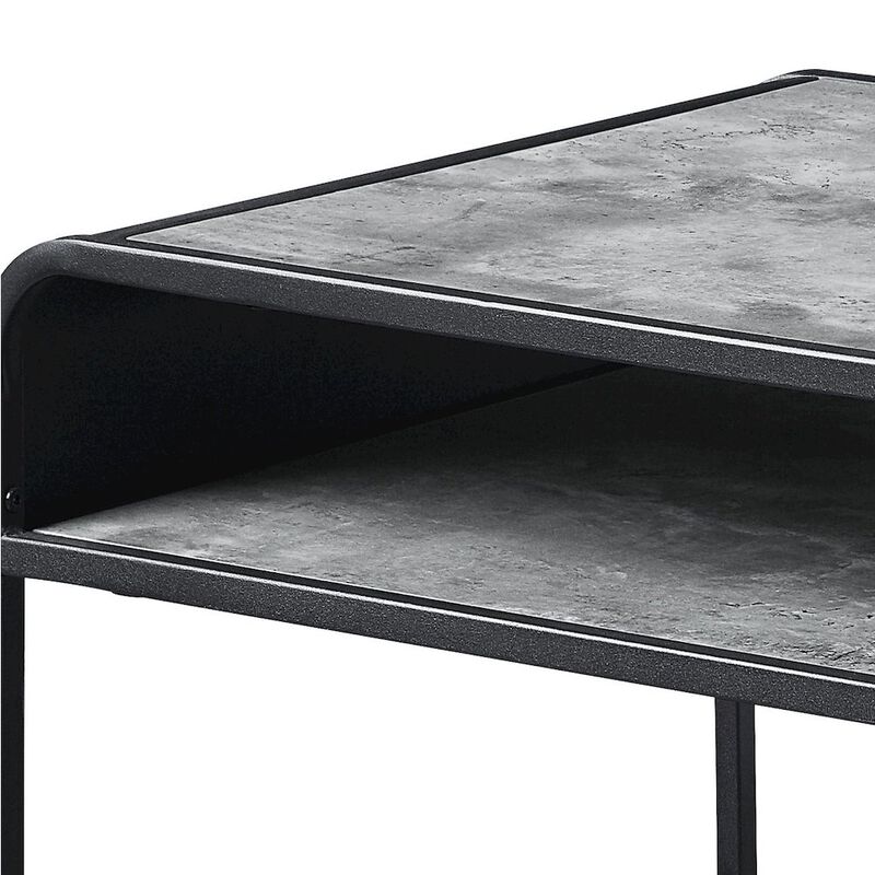 Plethoria Home Concrete Grey and Black 1-shelf Coffee Table