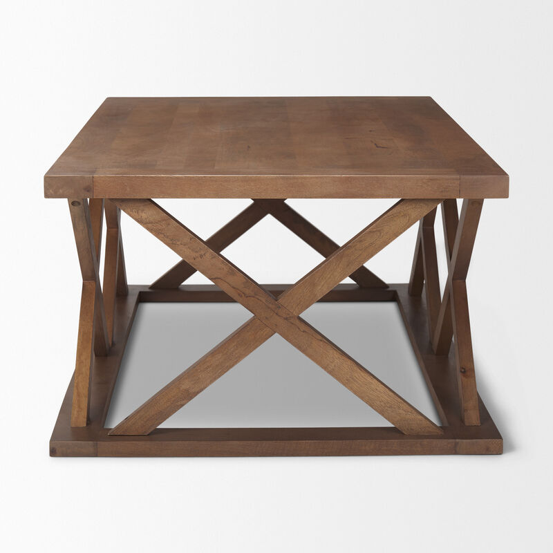 HomeRoots 48" Brown Solid Wood Geo Frame Coffee Table