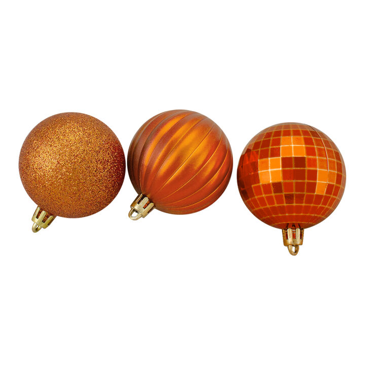 100ct Burnt Orange Shatterproof 3-Finish Christmas Ball Ornaments 2.5" (60mm)