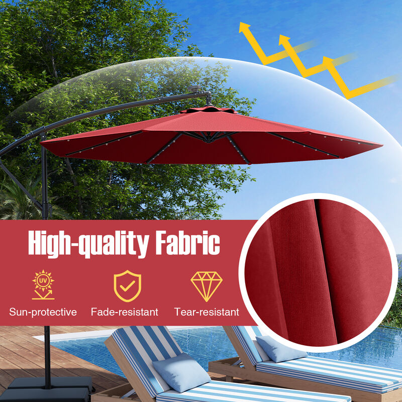 Patio Umbrella Offset Cantilever Umbrella with 40 Solar Powered Lights
