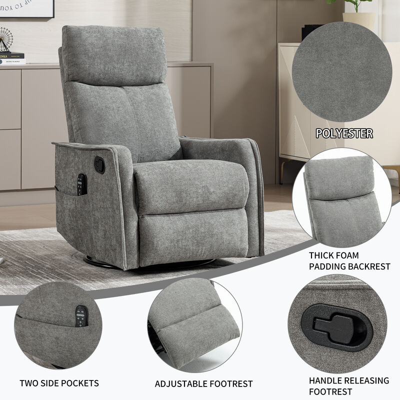 Merax 360&deg; Swivel Rocking Recliner with Massage & Lumbar Heat image number 2