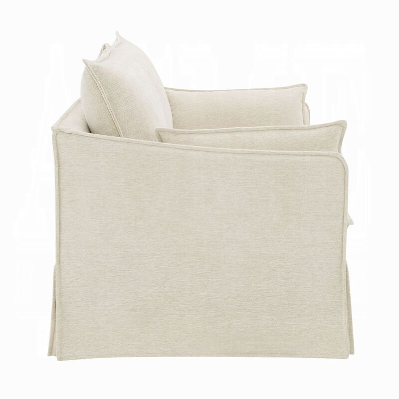 Seya Modern Loveseat with 2 Pillow, Beige Linen Plush Cushions, 58 Inch image number 3