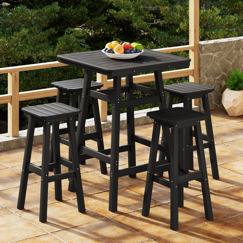 WestinTrends 5-Piece HDPE Outdoor Patio Dining Bar Bistro Table Set with Bar Stools image number 1