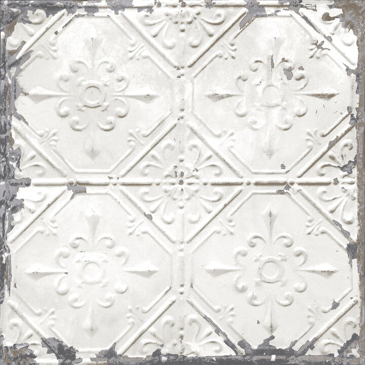 Gallery Off White Vintage Tin Tile Peel & Stick Wallpaper (Set of 2)