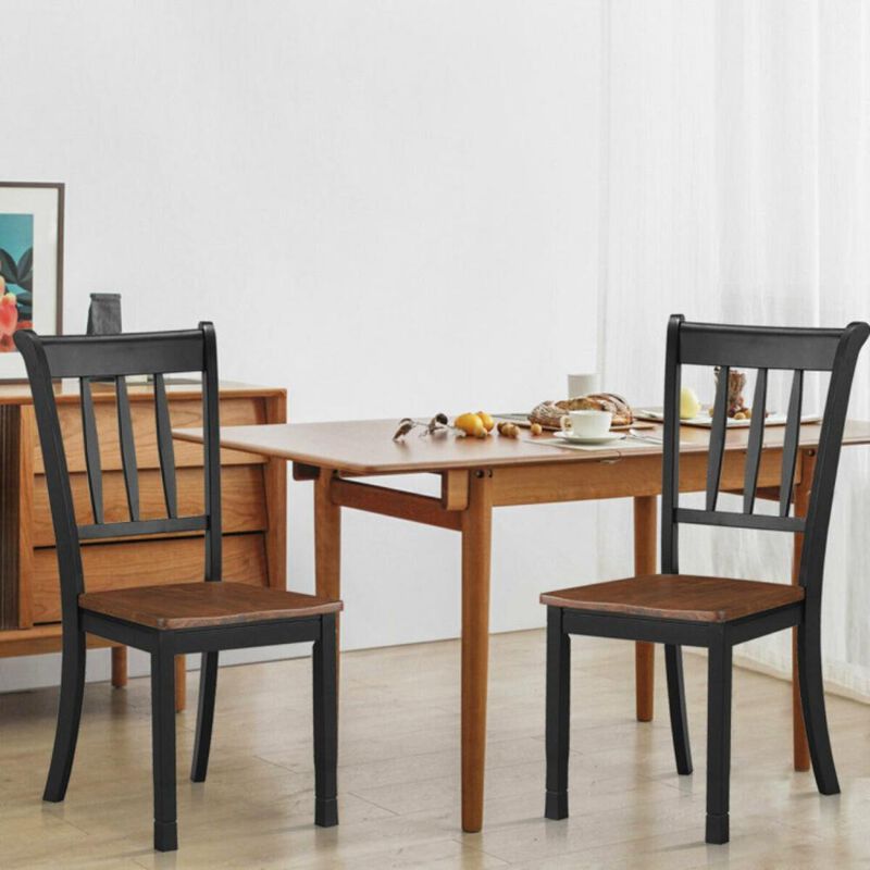 Hivvago 2 Pieces Solid Whitesburg Spindle Back Wood Dining Chairs