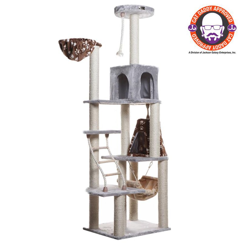 Armarkat Wood Cat Climber Play House, Cat Furniture,Lounge Basket, Silver Gray