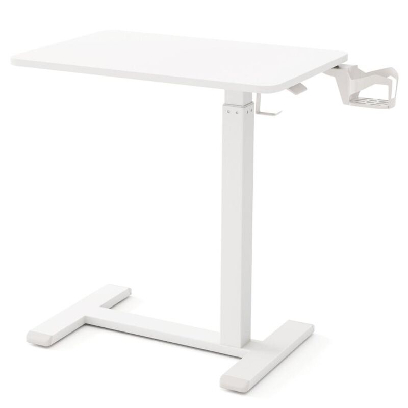 Hivvago Mobile Standing Desk Height Adjustable Overbed Bedside Table with Cup Holder