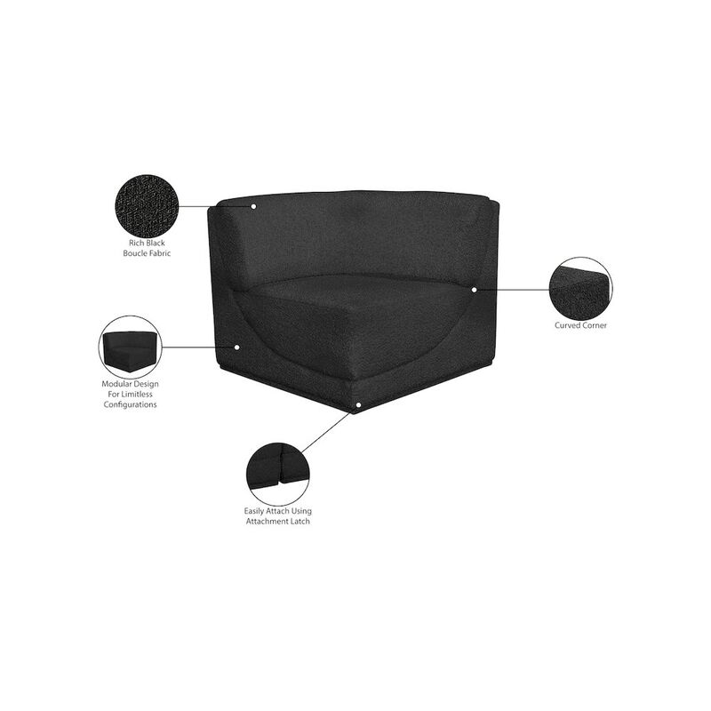 Meridian Furniture Ollie Black Boucle Fabric Corner