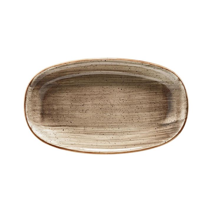 Terrain 7.5" x 4.25" x h:1" Oval Brown Vitrified Platter (Set of 2)