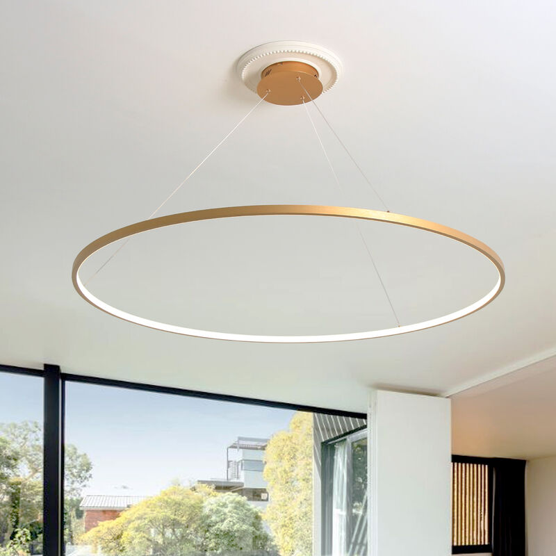 45.3 inch Circle Chandelier Round Kitchen Island Pendant Remote Dimmable image number 2