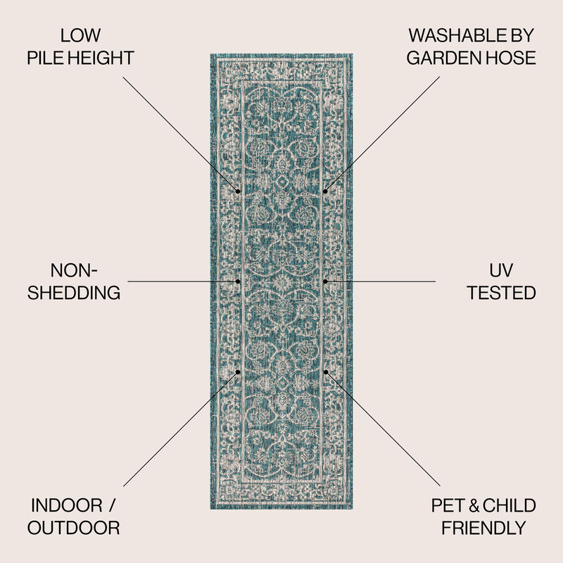 Palazzo Vine and Border Textured Weave Indoor/Outdoor Area Rug