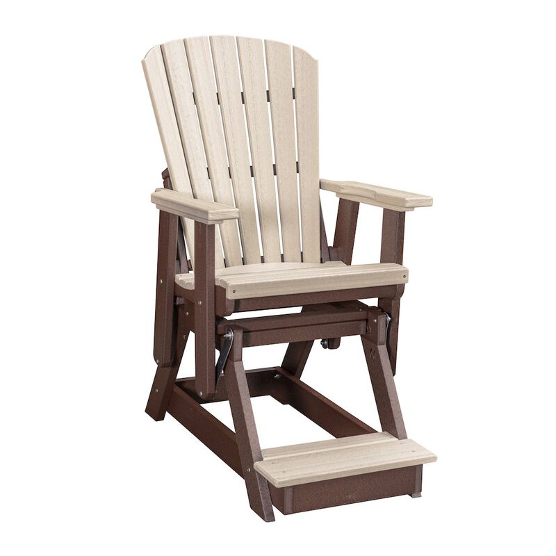 American Furniture Classics Fan Back Balcony Glider in Birchwood on a Tudor Brown Base