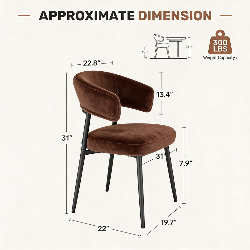 Modern Velvet Dining Chair Set of 4 image number 4
