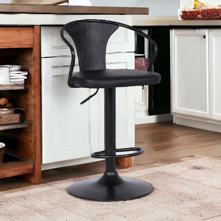 Hivvago 24 Inch Black Iron Swivel Low Back Adjustable Height Bar Chair