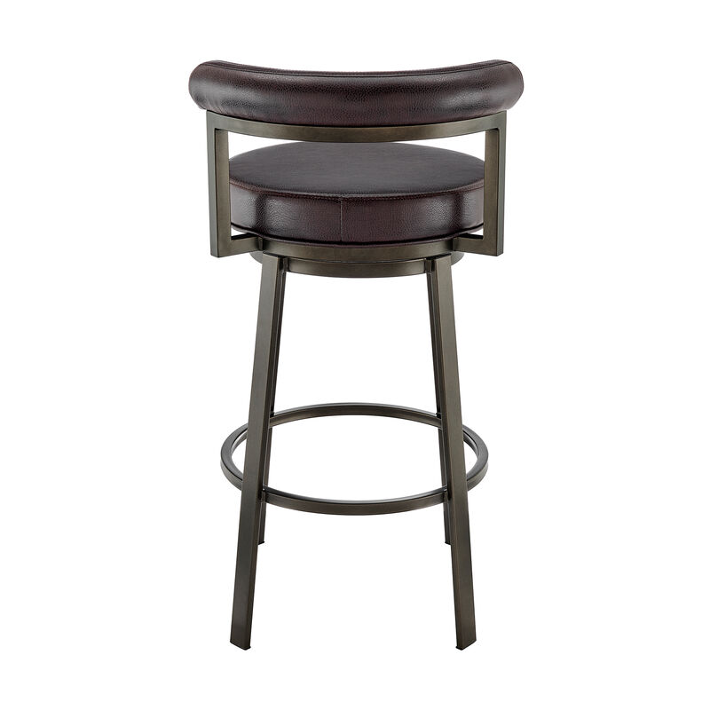 Neura Swivel or Stool in Black Finish with Grey Faux Leather