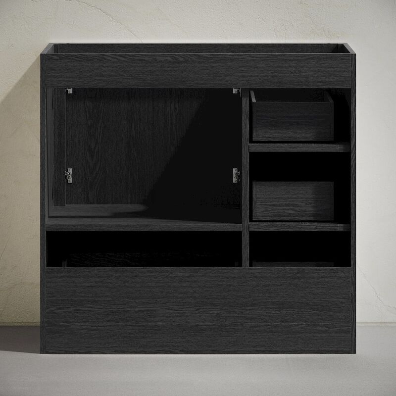 Virage 36" Freestanding Bathroom Vanity in Black Oak without Sink Top image number 3