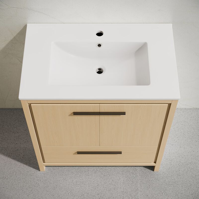 Virage 30" Freestanding Bathroom Vanity in Natural Oak with Sink Top image number 5