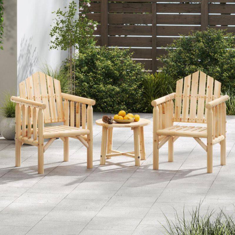 Hivvago Outdoor Wood Armchair Wooden Patio Dining Chair with Armrests image number 4