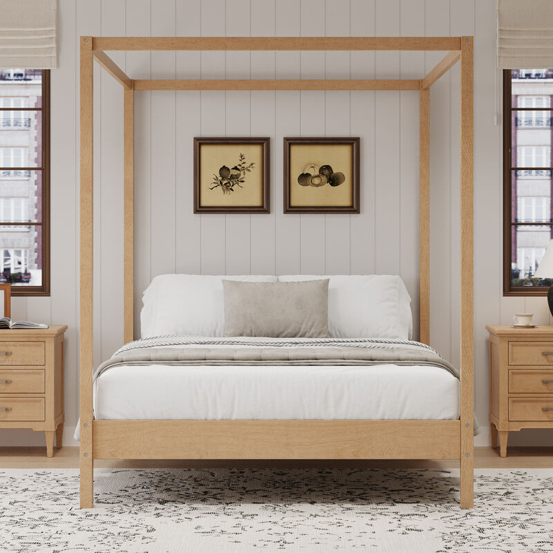 Merax Canopy Bed Frame Four Poster Platform Bed