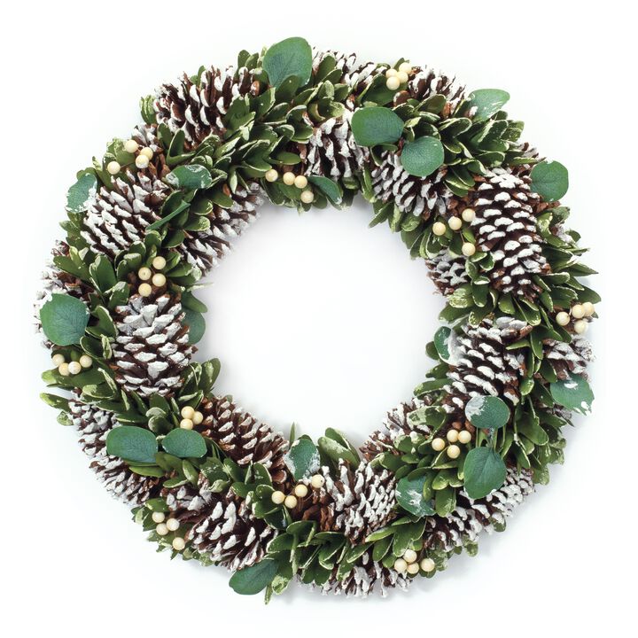 Cone and Berry Wreath for Rustic Holiday and Winter Home Décor