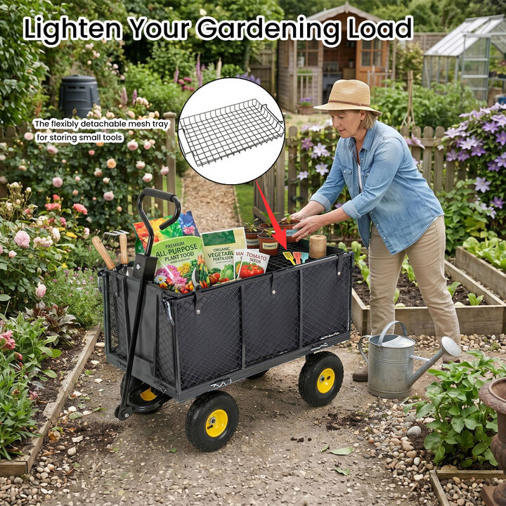 TATEUS 3-in-1 Oversized Steel Garden Cart