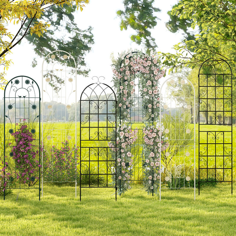 2 Pack 86.5 x 20 Inches Metal Garden Trellis for Climbing PlantsWhite
