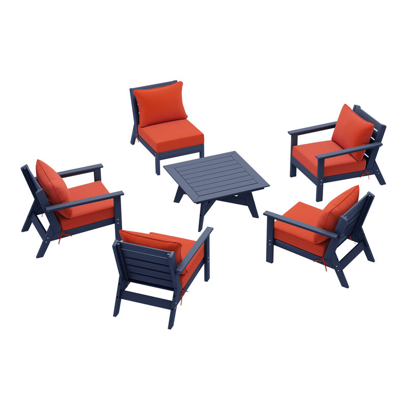 WestinTrends Outdoor 6-Piece Modular Sectional Patio Furniture Sofa Set