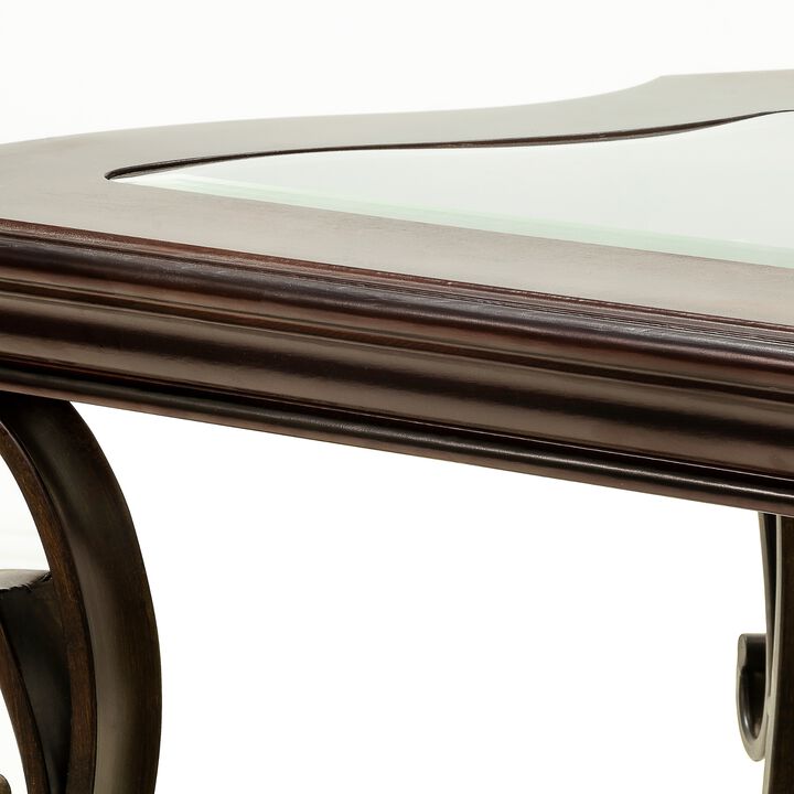 Sofa Table with Glass Top, MDF Marble Paper Shelf with Metal Legs