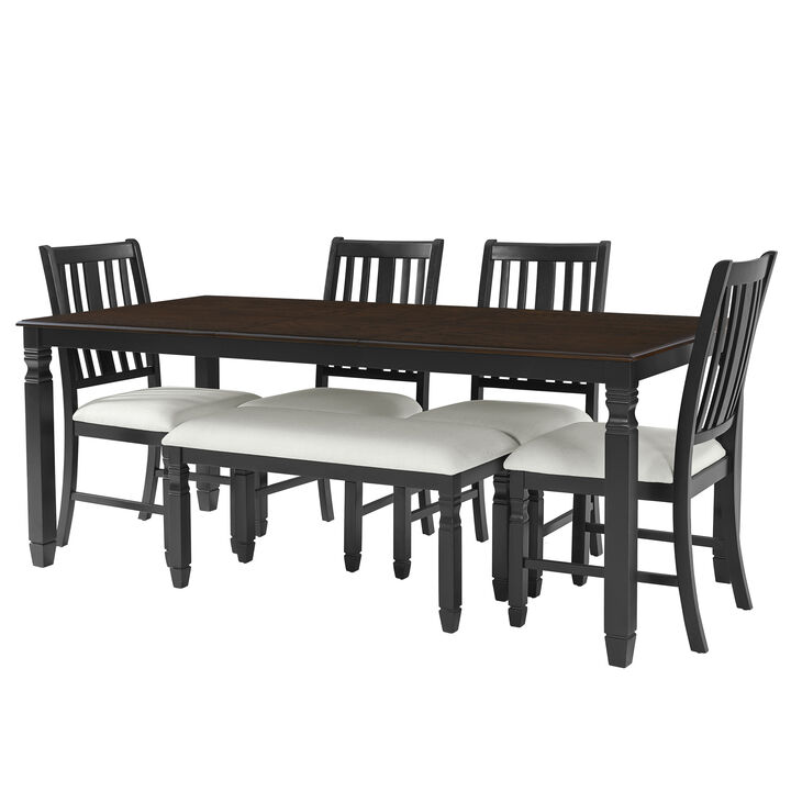 Maftus Farmhouse 6‑Piece Extendable Wooden Dining Set