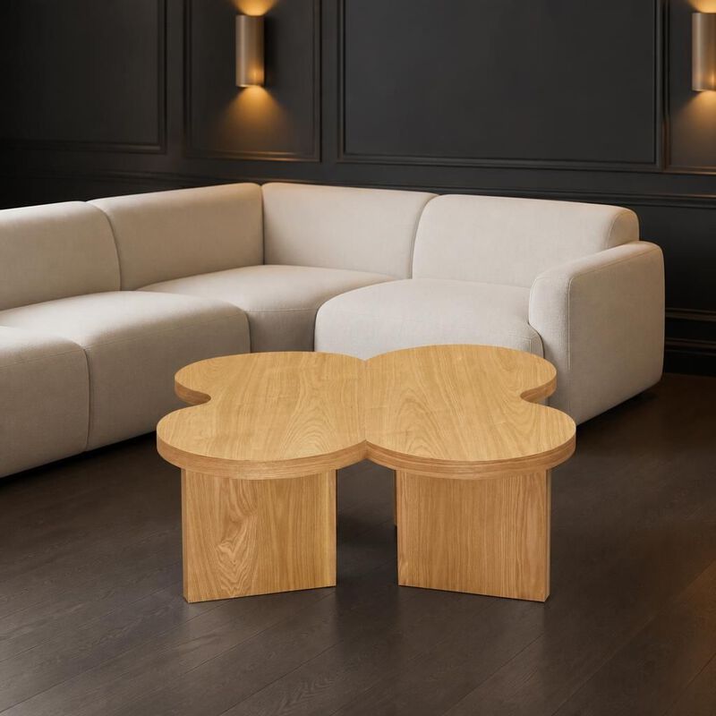 GOODSILO Modern Butterfly Shaped Coffee Table Functional Split Design Versatile Accent Table for Living Room Bedroom Office image number 3