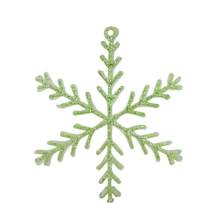 8.75" Green and Clear Glittered Snowflake Christmas Ornament