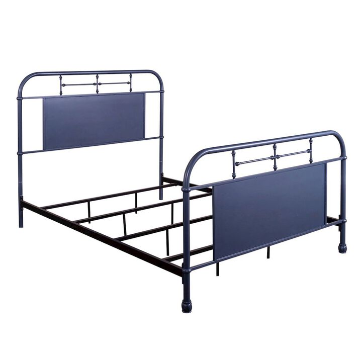 Liberty Furniture Vintage Series Queen Metal Bed- Navy in Distressed Metal