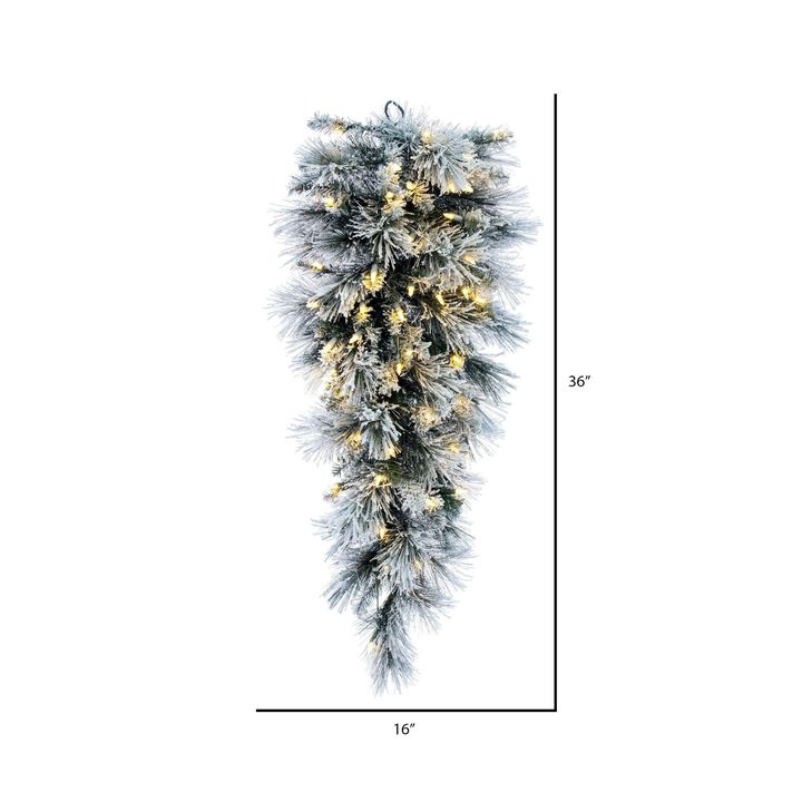 Vickerman 36" Flocked Jackson Pine Artificial Pre-Lit TearDrop with 100 Warm White Lights and 100 PVC Tips