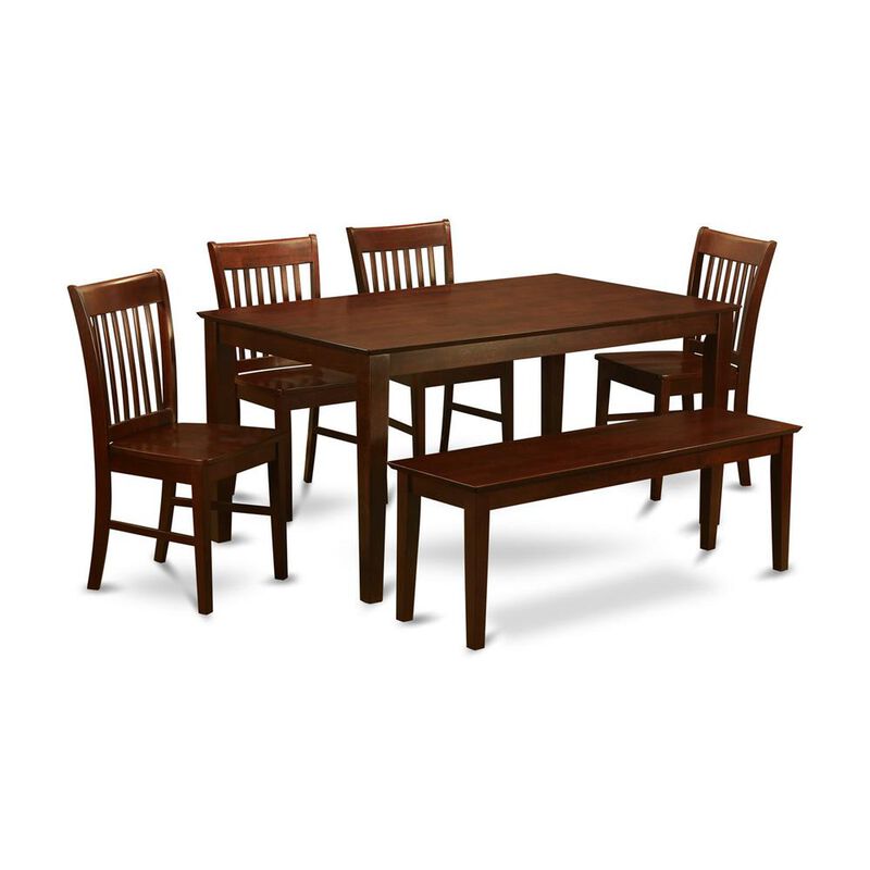 6  PC  Dining  set  with  bench-Dinette  Table  and  4  Kitchen  Dining  Chairs  and  Bench
