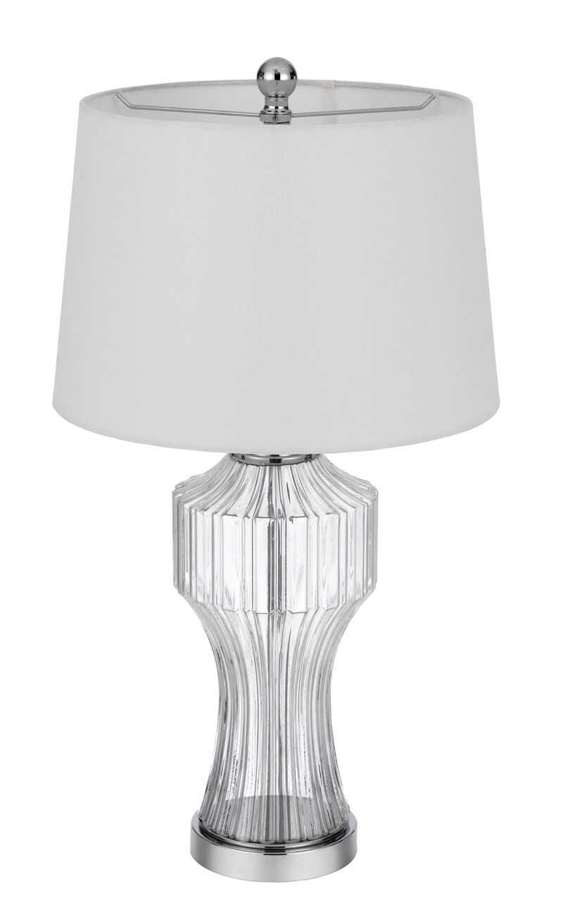 Hivvago 26" Clear Glass Table Lamp With White Empire Shade