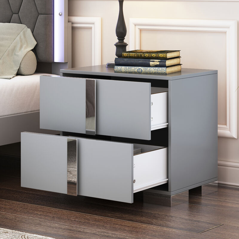 Merax Elegant Nightstand with Metal Foot