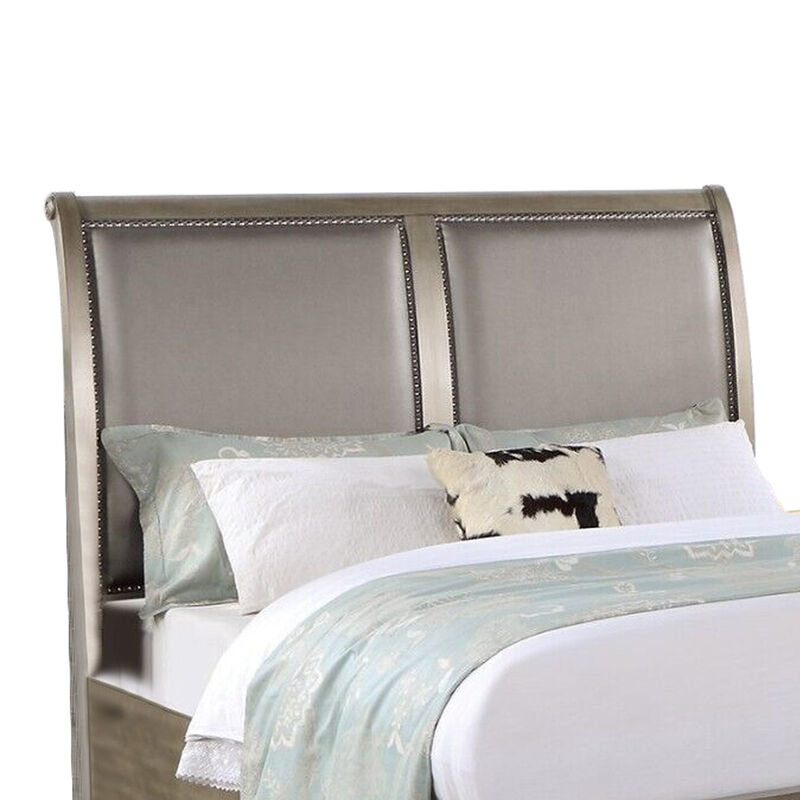 Ella Modern California King Storage Bed, Faux Leather Upholstery, Gold - Benzara