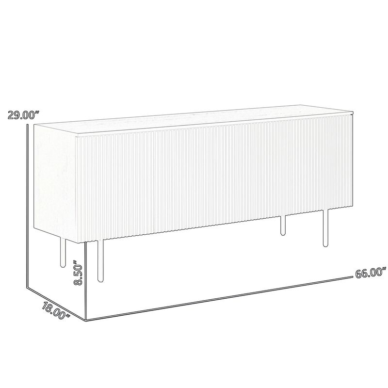 Dyan 66 Inch Sideboard Buffet Cabinet Console, 4 Doors, Black Wood Finish