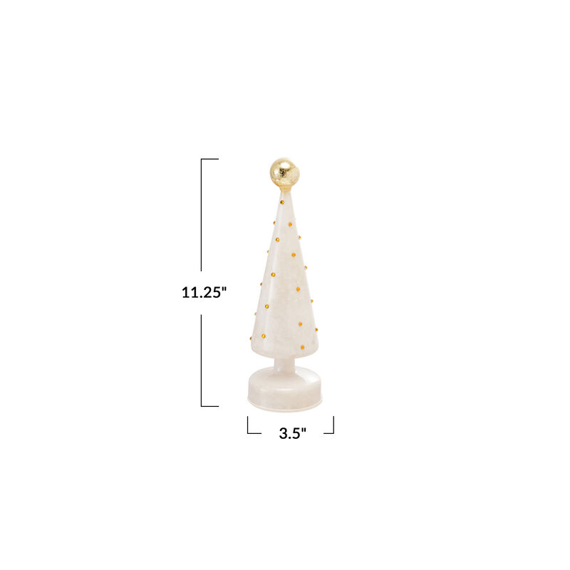 Embossed Mercury Glass Tree with LED, Gold & White image number 1