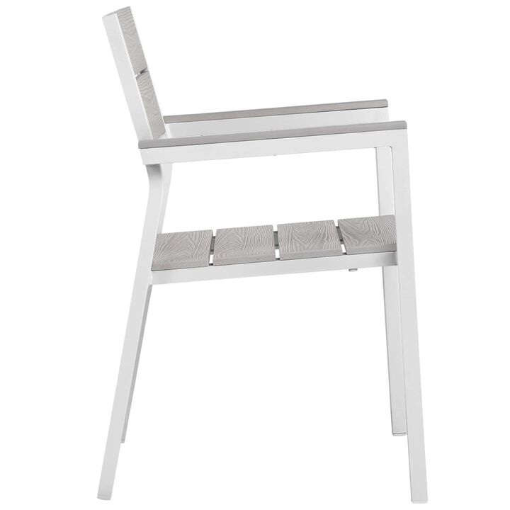 Modway Maine Aluminum Outdoor Patio Arm Chair in White Light Gray
