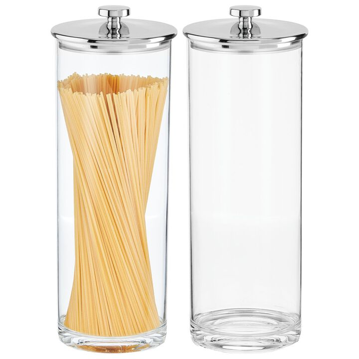 mDesign Tall Kitchen Apothecary Airtight Canister Jars - 2 Pack - Clear/Chrome