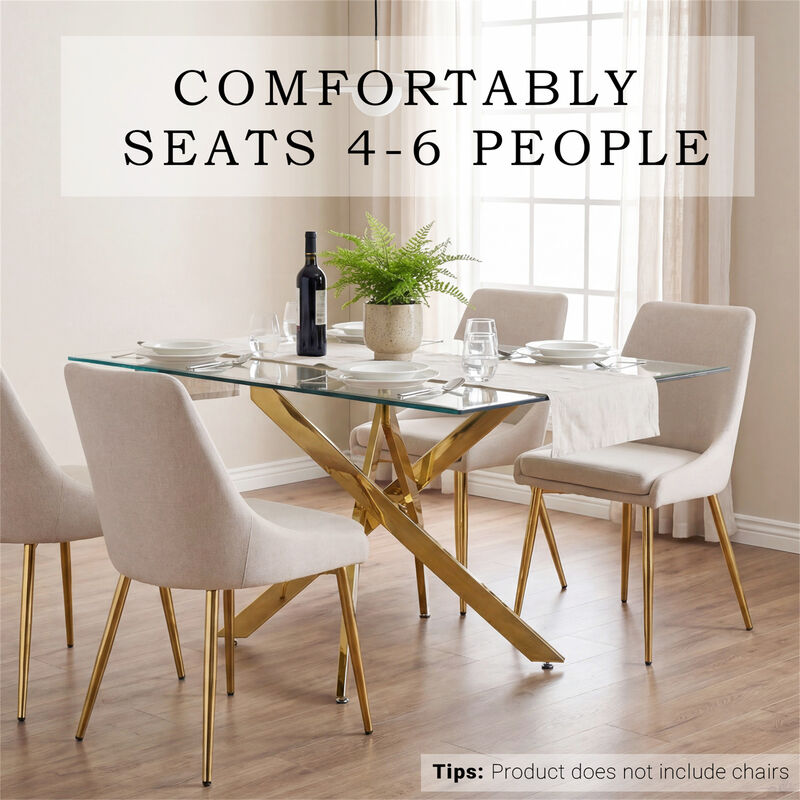59.06 Inches Modern Rectangular Glass Table with Silver Frame image number 4