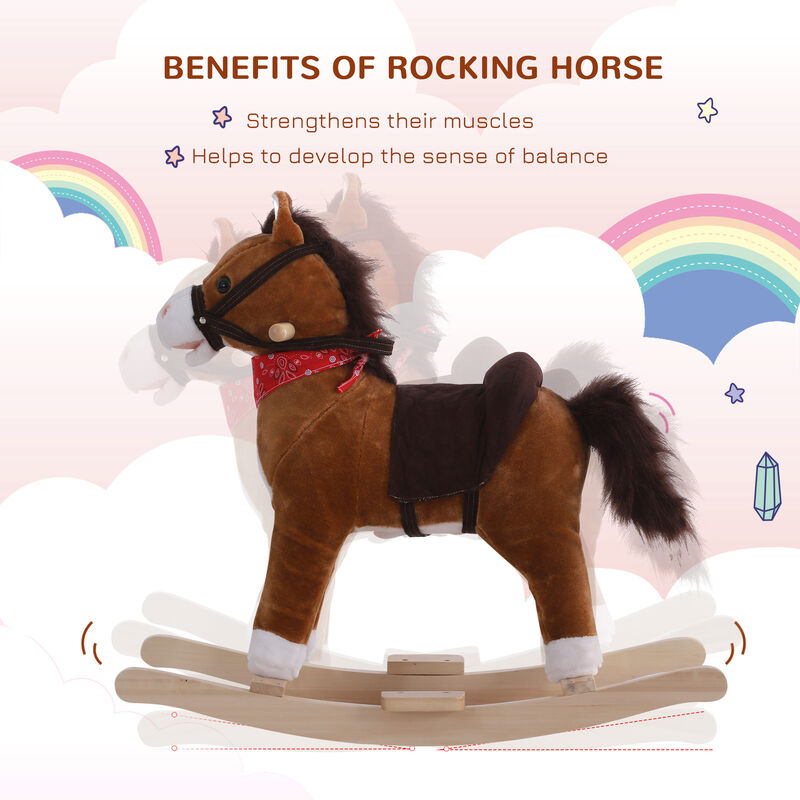 BreeBe Plush Rocking Horse Ride-On Toy for Toddlers image number 3