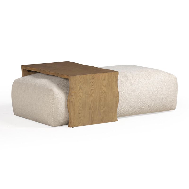 Tov Furniture Spencer Performance Basketweave Ottoman with Bridge Table (Cream) image number 0