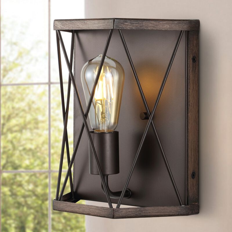Liam 1-Light Rustic Farmhouse Iron LED Sconce