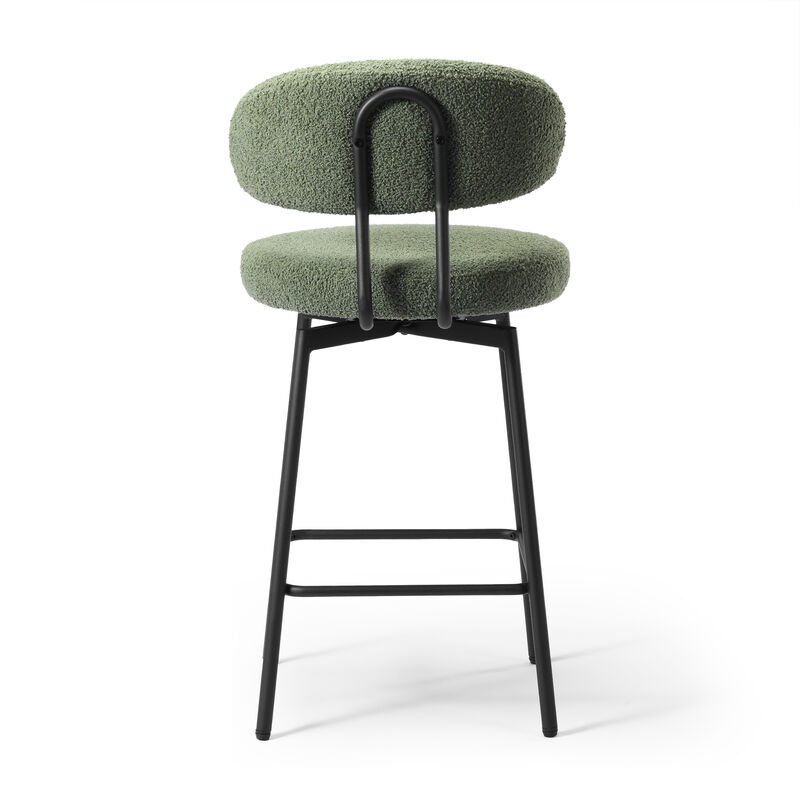 WestinTrends Modern Upholstered Sherpa Fabric Counter Height Bar Stools with Back (Set of 2) image number 4