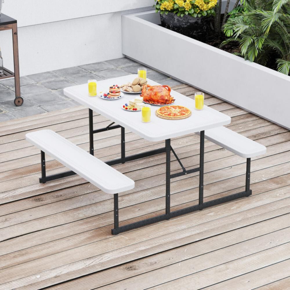 Hivvago Picnic Table Bench Set for 2-4 People Outdoor Rectangular